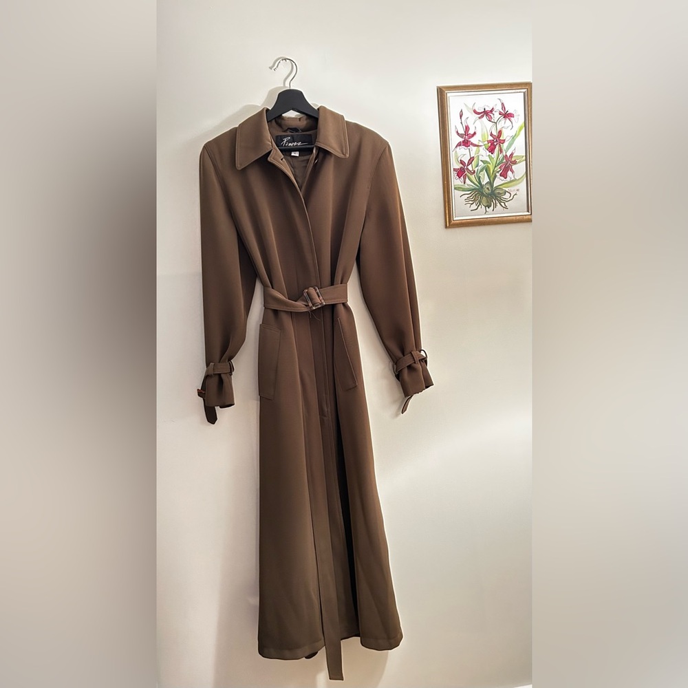 VINTAGE Olive Green Belted Trench Coat | Size XS